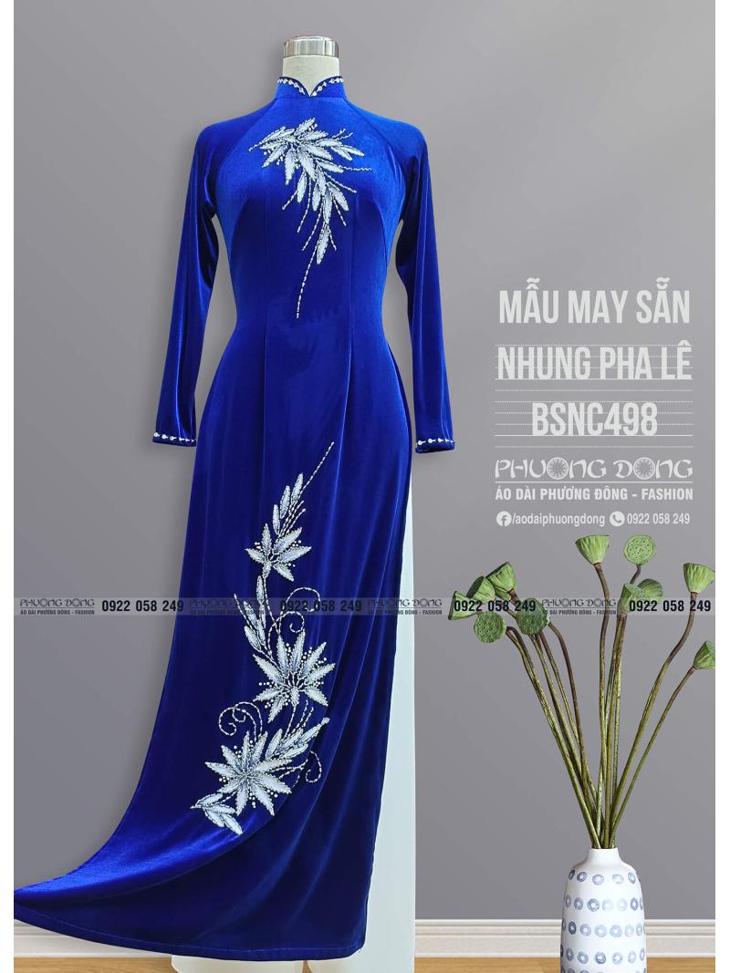 Áo Dài Bà Sui Nhung Đính Đá Pha Lê BSNC498